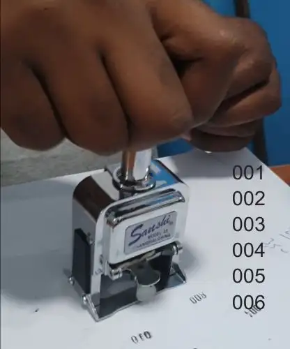 Automatic Numbering Stamp for pagenation and serialization