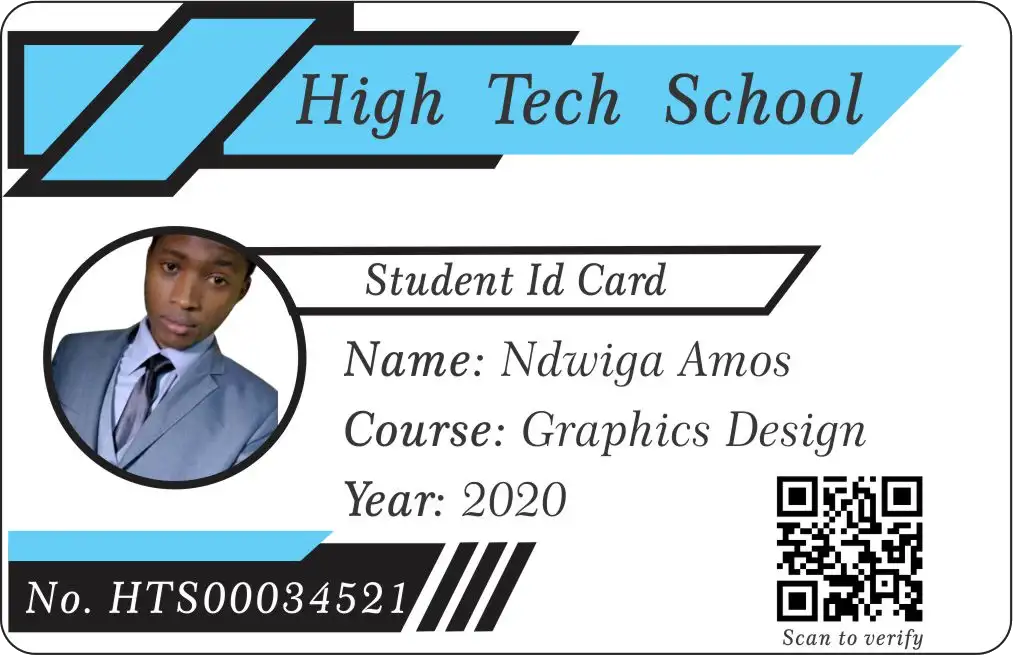 Student id Card customized with student passpot photo, logo and the detaill required on the id card