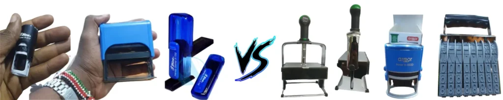 Difference between hand held Rubber stamps Vs Heavy duty or Desktop use Company Stamps